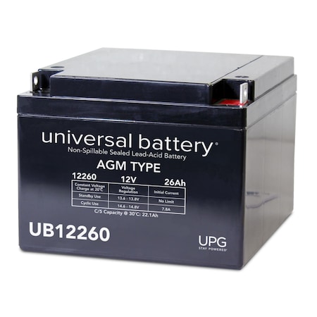 Upg Sealed Lead Acid Battery, 12 V, 26Ah, UB12260, T3 Tab Terminals, AGM Type D5747